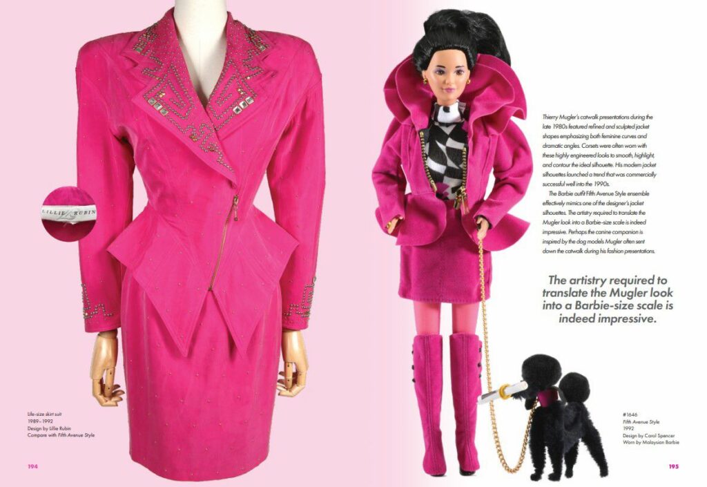 Fifth Avenue Style Barbie worn by Malaysian Barbie, 1992, compared with skirt suit design by Lillie Rubin/Photo Courtesy Karan Feder